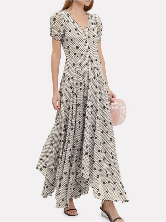 LoveShackFancy Dresses & Skirts - Rare LoveShackFancy Black Floral Check Maxi Dress Size 2